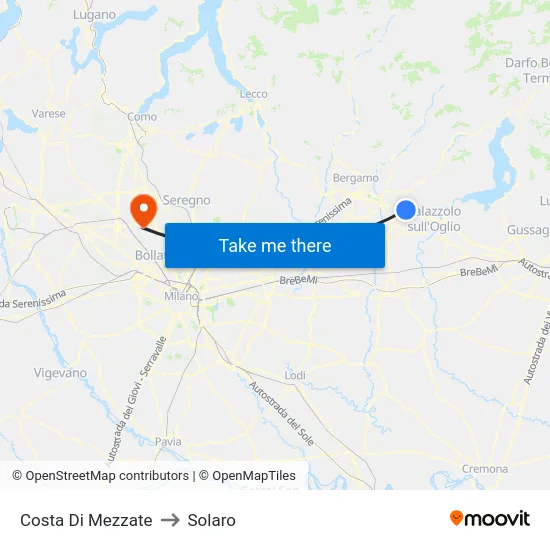 Costa di Mezzate to Solaro map