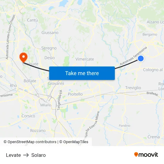 Levate to Solaro map