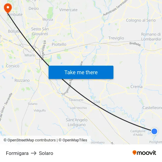 Formigara to Solaro map