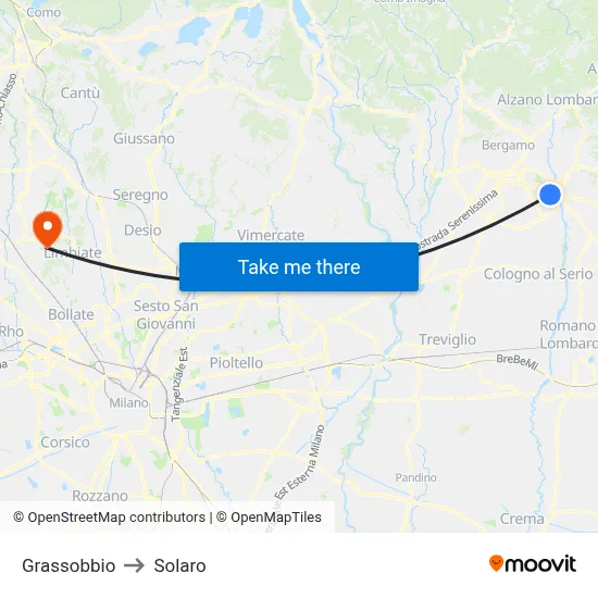 Grassobbio to Solaro map