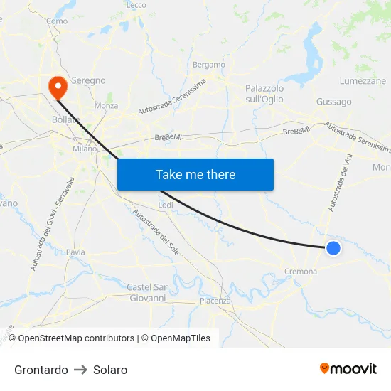 Grontardo to Solaro map