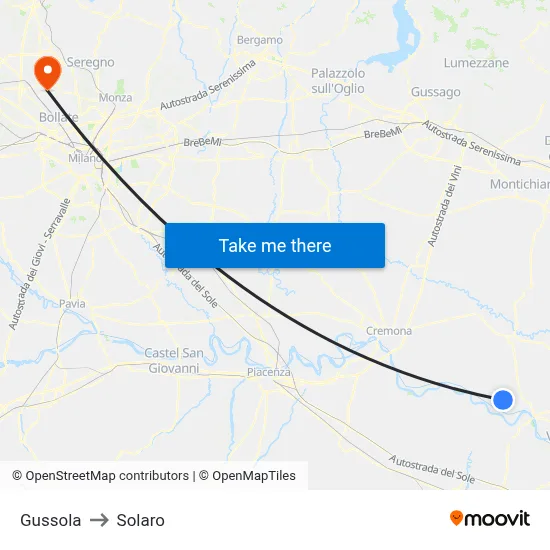 Gussola to Solaro map