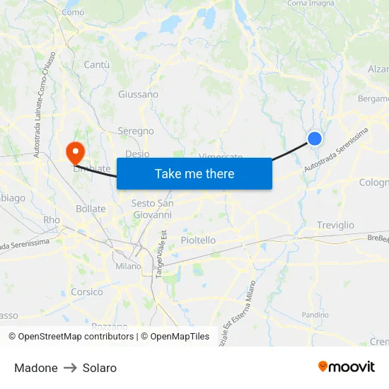 Madone to Solaro map