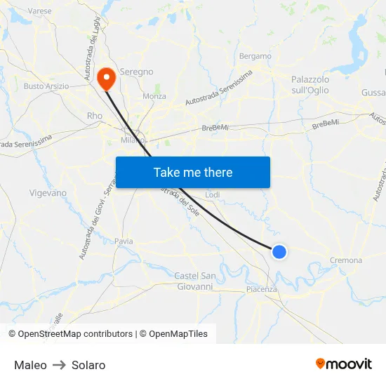 Maleo to Solaro map