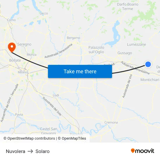 Nuvolera to Solaro map