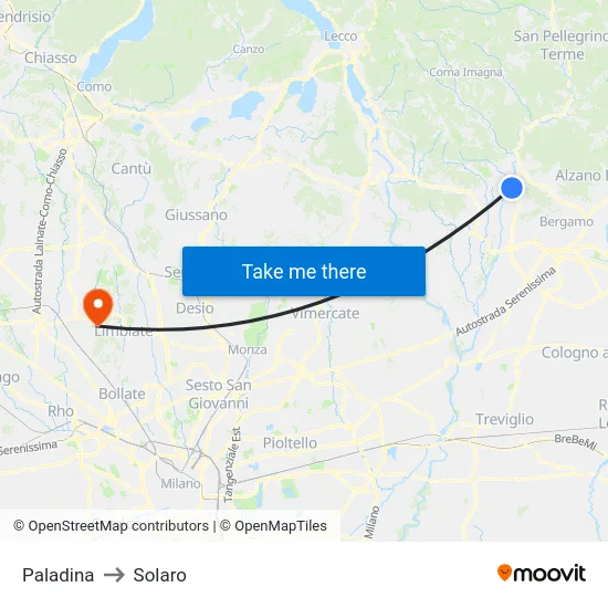 Paladina to Solaro map