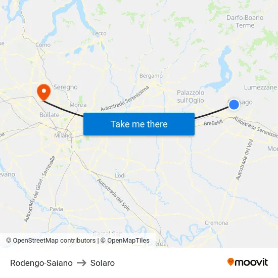 Rodengo-Saiano to Solaro map