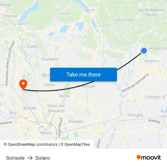 Sorisole to Solaro map