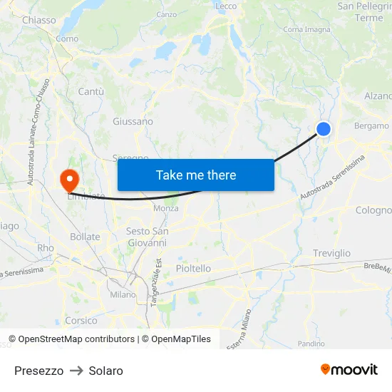 Presezzo to Solaro map