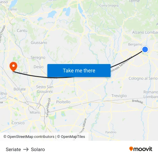 Seriate to Solaro map