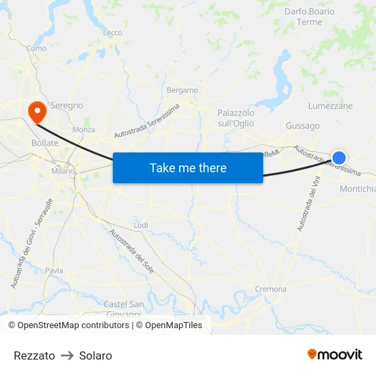 Rezzato to Solaro map