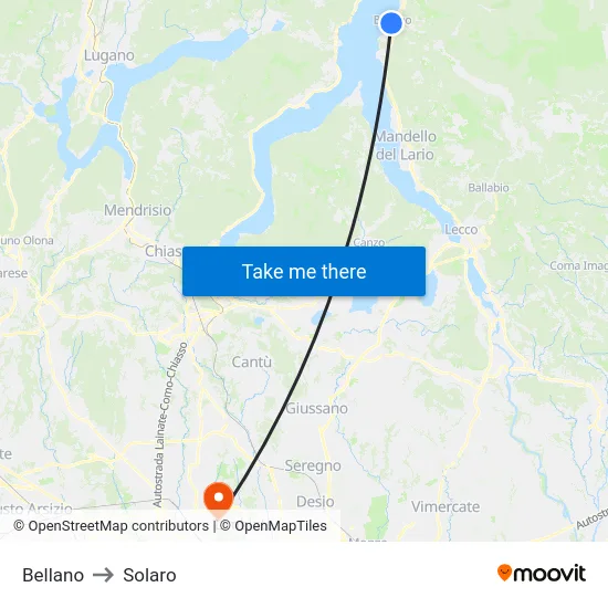 Bellano to Solaro map