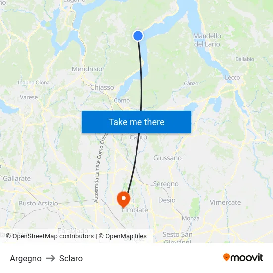 Argegno to Solaro map