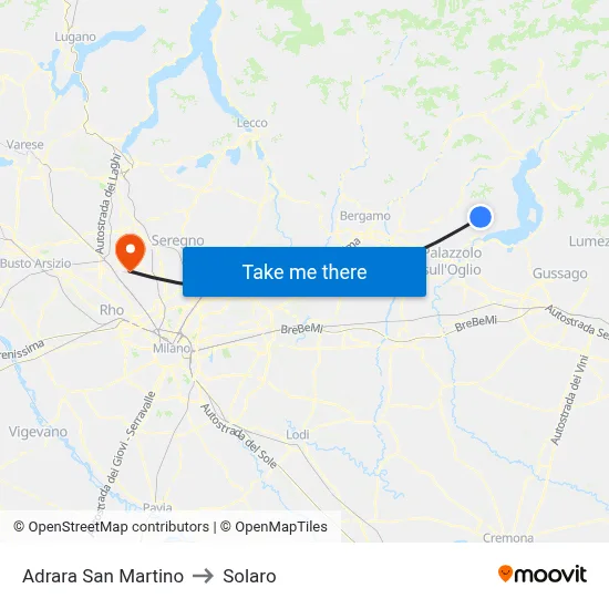 Adrara San Martino to Solaro map