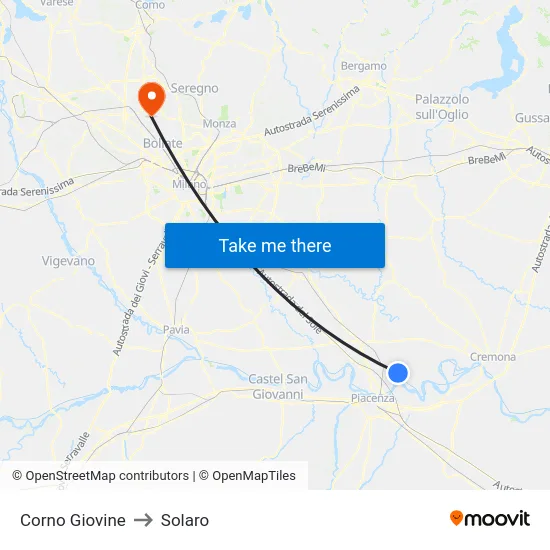 Corno Giovine to Solaro map