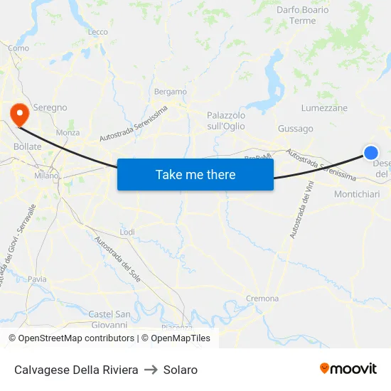 Calvagese Della Riviera to Solaro map
