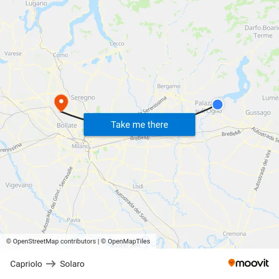 Capriolo to Solaro map