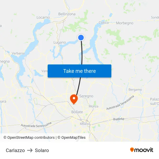 Carlazzo to Solaro map
