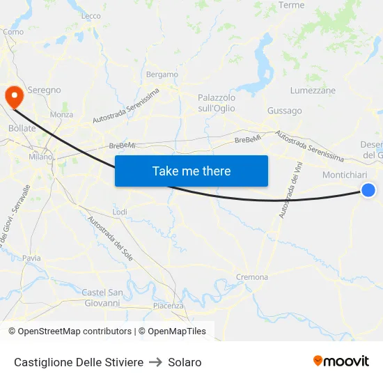 Castiglione Delle Stiviere to Solaro map
