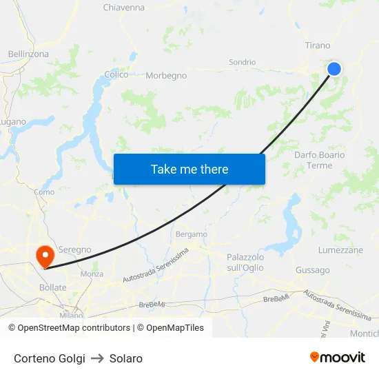 Corteno Golgi to Solaro map