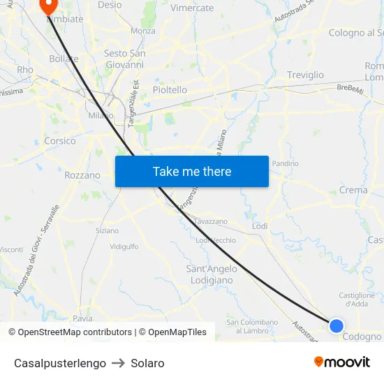 Casalpusterlengo to Solaro map