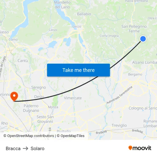 Bracca to Solaro map
