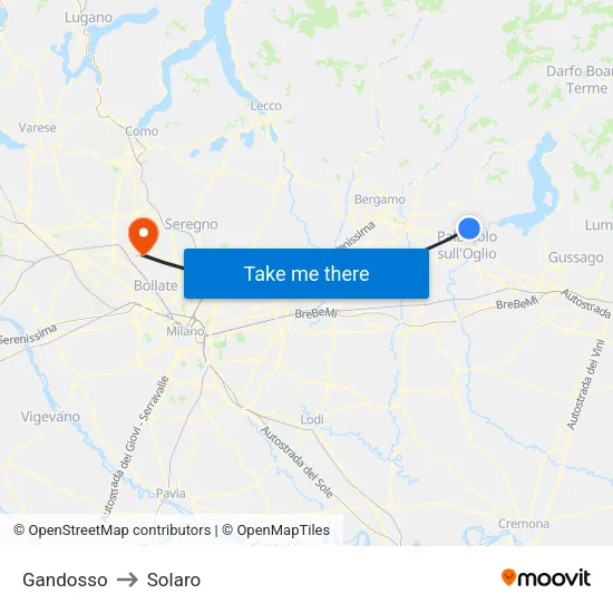 Gandosso to Solaro map