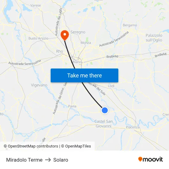 Miradolo Terme to Solaro map