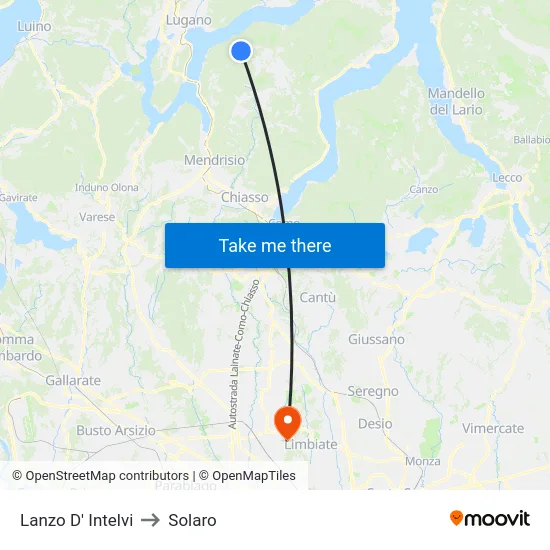 Lanzo d'Intelvi to Solaro map