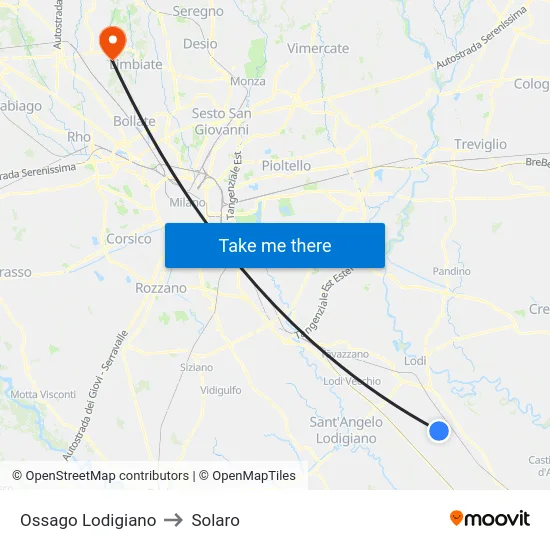 Ossago Lodigiano to Solaro map