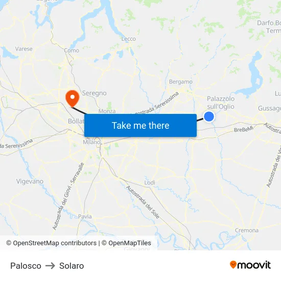 Palosco to Solaro map