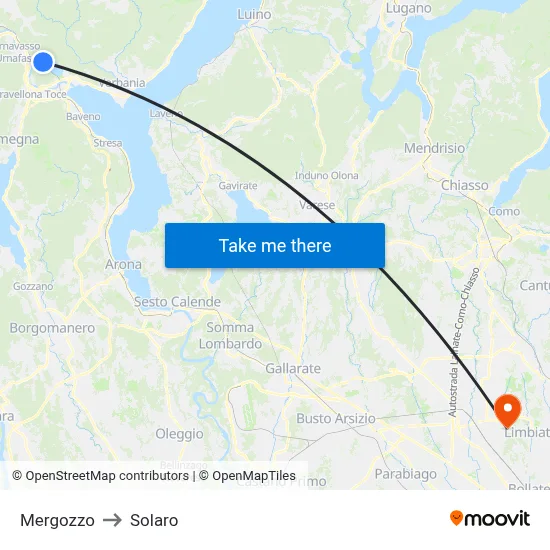 Mergozzo to Solaro map