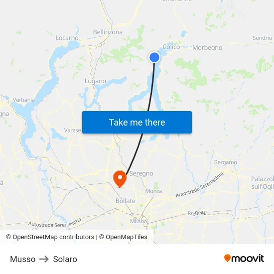 Musso to Solaro map