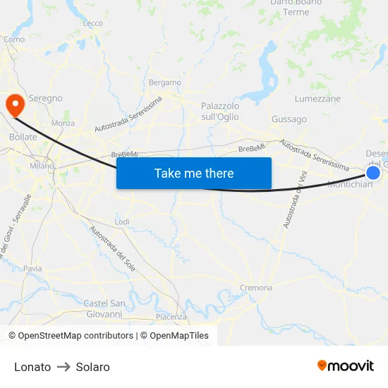 Lonato to Solaro map