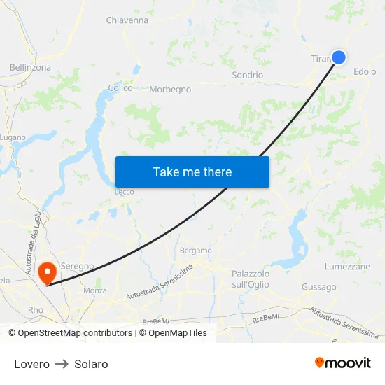 Lovero to Solaro map
