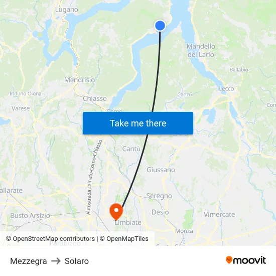 Mezzegra to Solaro map