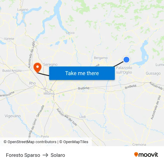 Foresto Sparso to Solaro map