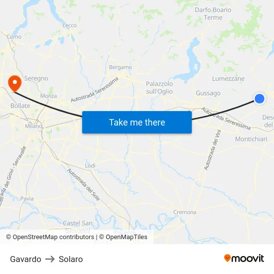 Gavardo to Solaro map