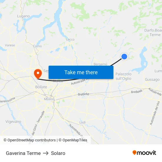 Gaverina Terme to Solaro map