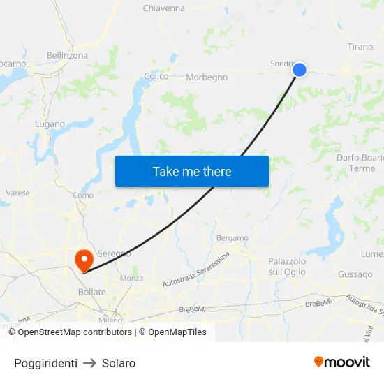 Poggiridenti to Solaro map