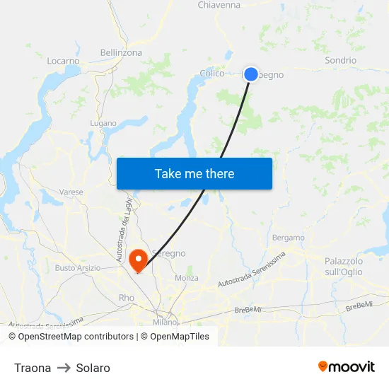 Traona to Solaro map