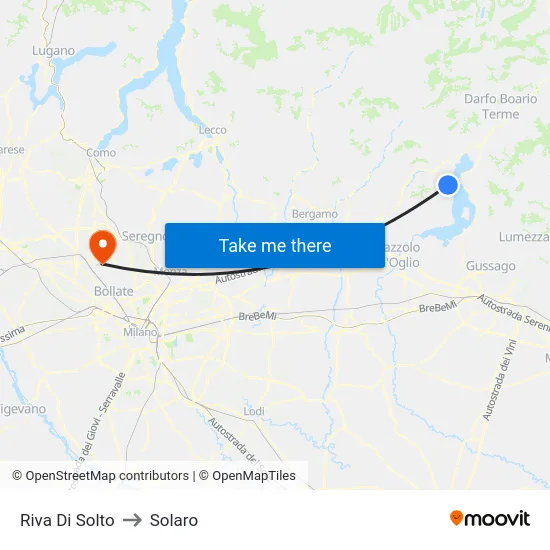 Riva Di Solto to Solaro map