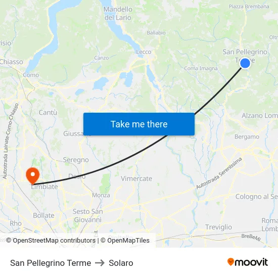 San Pellegrino Terme to Solaro map