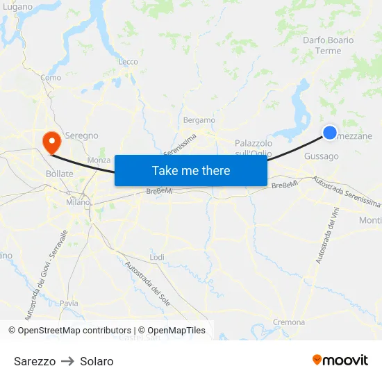 Sarezzo to Solaro map