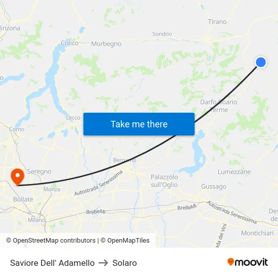 Saviore Dell' Adamello to Solaro map