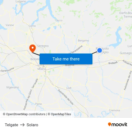 Telgate to Solaro map