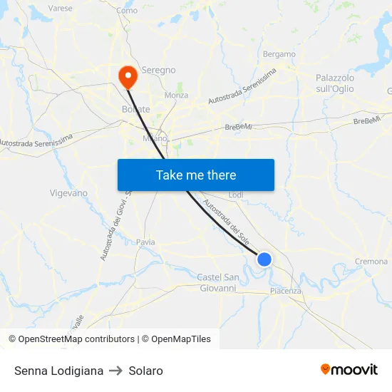 Senna Lodigiana to Solaro map
