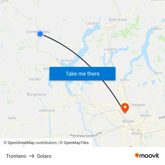 Trontano to Solaro map
