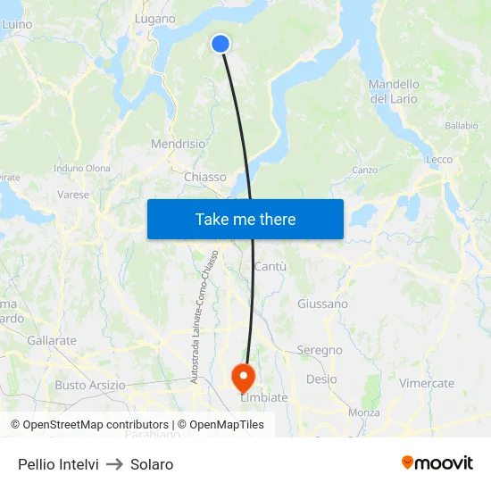 Pellio Intelvi to Solaro map