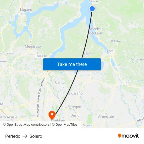 Perledo to Solaro map